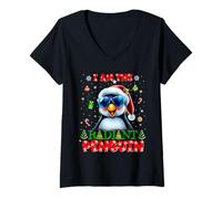 Mujer I'm The Radiant Penguin Christmas Outfit Funny Xmas Camiseta Cuello V
