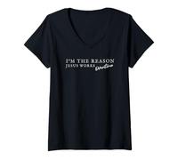 Mujer I'm The Reason Jesus Works Overtime, Christian Humor Camiseta Cuello V