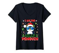 Mujer I'm The Silly Penguin Christmas Outfit Funny Xmas Camiseta Cuello V