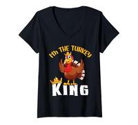 Mujer I'm The Turkey King Thanksgiving Thankful For Family Camiseta Cuello V