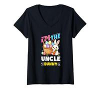 Mujer I'm The Uncle Bunny Egg Hunting Familia Matching Easter Camiseta Cuello V