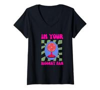 Mujer Im Your Biggest Fan Funny Positivo Juego de Palabras Camiseta Cuello V