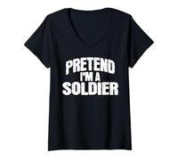 Mujer Imagina Que Soy un Disfraz Divertido de Soldado para Camiseta Cuello V