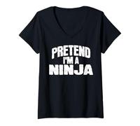 Mujer Imagina Que Soy un Divertido Disfraz de Ninja para Halloween Camiseta Cuello V
