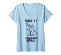 Mujer Imagina Que Soy un Spinosaurus Mirabilis Retro Dinosaurio Niños Camiseta Cuello V