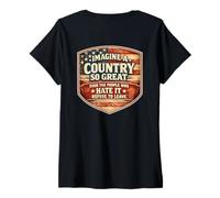 Mujer Imagina un país Tan Grande Patriótico Americano Patriota de Estados Unidos Camiseta Cuello V