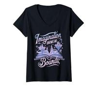 Mujer Imaginación Sin Límites Libro Fantástico Mágico Camiseta Cuello V
