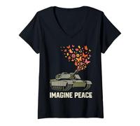 Mujer Imagine Peace Tank Butterfly Flowers Camiseta Cuello V