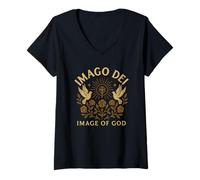 Mujer Imago DEI - Imagen DE Dios - Latín - Teología Reformada Camiseta Cuello V