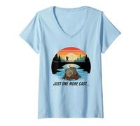 Mujer Imán Just One More Cast Safe Cracker Fishing Treasure Camiseta Cuello V