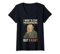 Mujer Immanuel Kant Pun Quiero Dejar de Filosofar Filosofía Camiseta Cuello V
