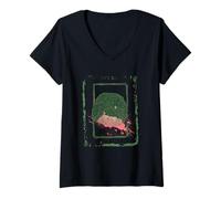 Mujer Impresión abstracta estilo grunge laberinto cerebral Camiseta Cuello V