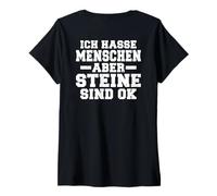 Mujer Impresión con Texto en alemán Ich Hasse Menschen Aber steinsind Ok Camiseta Cuello V