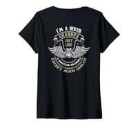 Mujer Impresión con Texto en alemán Im a Biker Grandpa Just Like a Grandpa but Cooler. Camiseta Cuello V