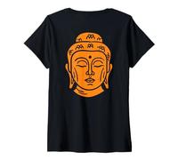 Mujer Impresión de Cabeza de Buda, sabiduría Budista Camiseta Cuello V