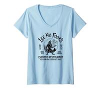 Mujer Impresión Negra de Hombre Lobo Aullando de Lee Ho Fook Camiseta Cuello V