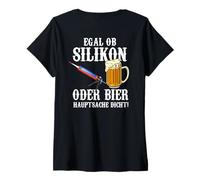 Mujer Impresión Trasera no Importa si la Silicona o la Cerveza es estanca. Camiseta Cuello V