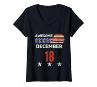 Mujer Impresionante 18 de diciembre Vintage USA Flag Classic 18 de diciembre Camiseta Cuello V