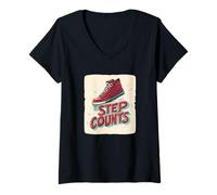 Mujer Impresionante cada paso cuenta con un disfraz de zapatos geniales Camiseta Cuello V