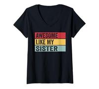 Mujer Impresionante como Mi Hermana Divertido Vintage Desgastado Camiseta Cuello V
