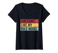 Mujer Impresionante como mi Modelo a Seguir Divertido Vintage Envejecido Camiseta Cuello V