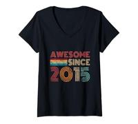 Mujer Impresionante Desde 2015, undécimo cumpleaños, Retro, Vintage, para niños y niñas Camiseta Cuello V