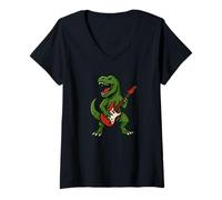 Mujer Impresionante disfraz de dinosaurio de guitarra para niños y niñas Camiseta Cuello V
