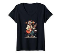Mujer Impresionante Doc con Guitarra eléctrica de Emergencia para Amantes del Rock Camiseta Cuello V