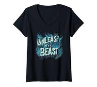 Mujer Impresionante emblema de Unleash the Beast Camiseta Cuello V
