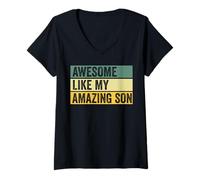 Mujer Impresionante gráfico de Like My Amazing Son Distressed Camiseta Cuello V