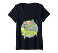 Mujer Impresionante mordaza me con una Cuchara 80's Diciendo Divertido Camiseta Cuello V