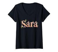 Mujer Impresionante Nombre Sara Cottagecore Girl Personalizado Camiseta Cuello V