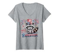 Mujer Impresionante RIZZ 'EM con Patriotismo Mapache I Put Tism Dad Camiseta Cuello V