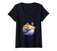 Mujer Impresionantes gafas de sol de arco iris lindo caracol Camiseta Cuello V