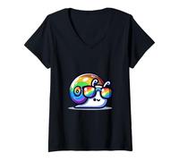 Mujer Impresionantes gafas de sol de arco iris lindo caracol Camiseta Cuello V