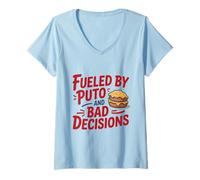 Mujer Impulsado por Puto y Malas Decisiones Funny Puto Camiseta Cuello V