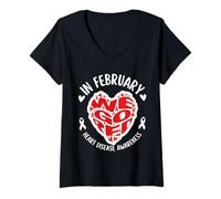Mujer In February We Go Red Heart Disease Awareness American Camiseta Cuello V