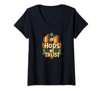 Mujer In Hops We Trust Funny Beer Brewing Graphic Camiseta Cuello V