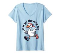 Mujer In It for The Long Run Goose Running, Divertido diseño para Correr Camiseta Cuello V