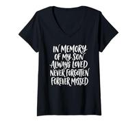 Mujer In Memory My Son Always Loved Never Forgotten Forever Missed Camiseta Cuello V