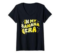 Mujer In My Banana Era Groovy Funny Fruit Food Meme Mujeres Hombres Niños Camiseta Cuello V