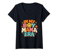 Mujer In My Boy Mama Era Linda Carta de Burbuja Alegre Camiseta Cuello V