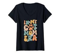 Mujer In My Cat Mom Era Groovy Cat Mamá Día de la Madre Retro Camiseta Cuello V