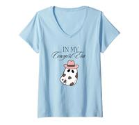 Mujer In My Cowgirl Era Rodeo Sombrero Vaquero Rosa Fantasma Halloween Camiseta Cuello V