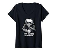 Mujer In My Defense I'm a Sailor Chimpancé Diseño Humor Militar Camiseta Cuello V