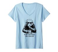 Mujer In My Defense I'm a Sailor Chimpancé Diseño Humor Militar Camiseta Cuello V