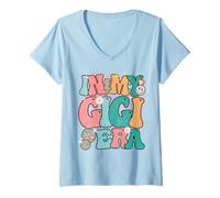 Mujer In My Gigi Era Groovy Happy Face New Grandma Est. 2024 Camiseta Cuello V