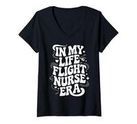 Mujer In My Life Flight Nurse Era, Vuelo RN, Enfermería Aeromédica Camiseta Cuello V