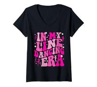 Mujer In My Line Dancing Era Country Line Bailarín Música Divertido Camiseta Cuello V