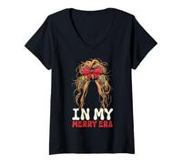 Mujer In My Merry Era - Linda Navidad Groovy Camiseta Cuello V